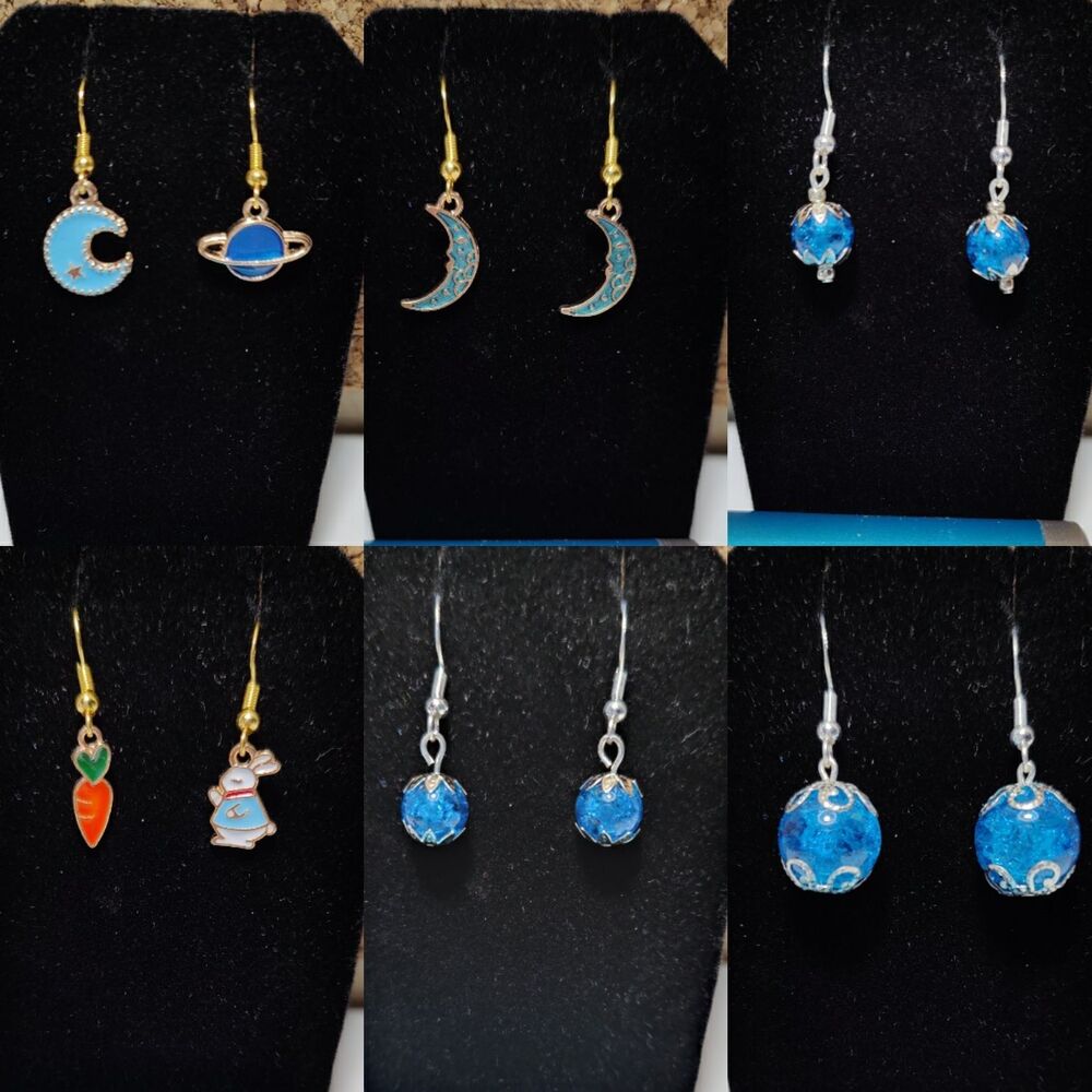 Sterling Silver Earrings moon planets